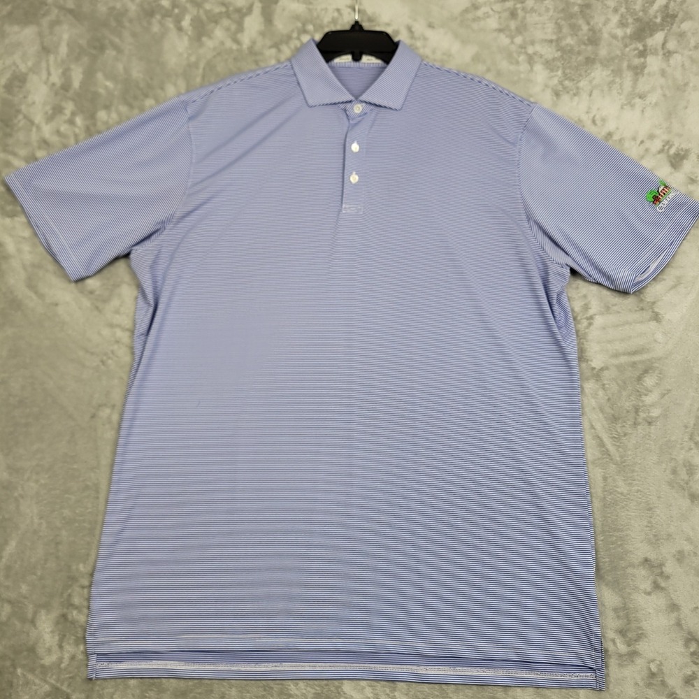 Holderness & Bourne Golf Polo Men's XL Tailored Fit Blue Striped Colonial Logo